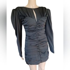 Zara Womens Long Sleeved Black Bodycon Dress Stretchy Knee Length Size Medium